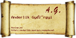 Anderlik Györgyi névjegykártya